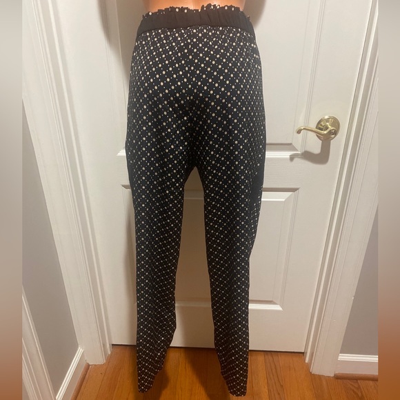 H&M Black Silky Woven Elastic Waist Pull On Gold Club Print Pants Size 4 $30 - Picture 6 of 12